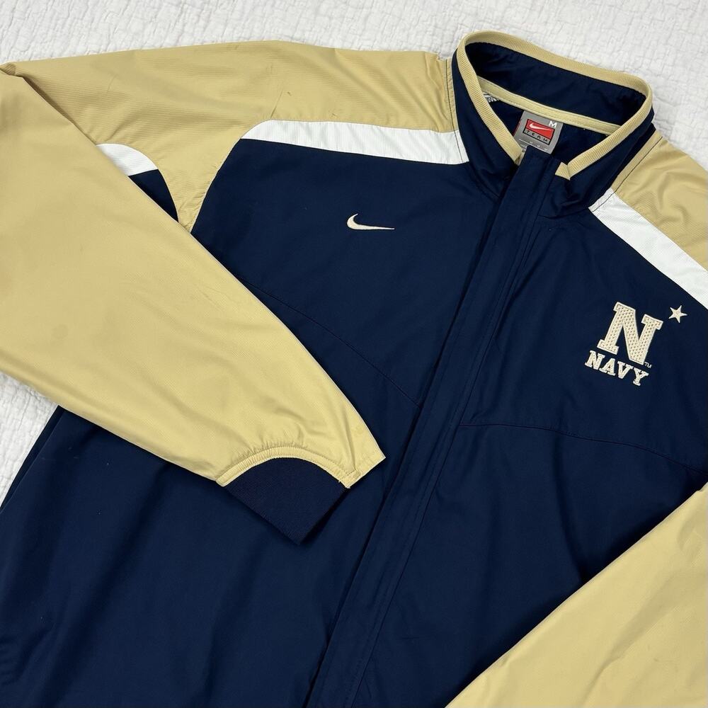 Navy Midshipmen Track Jacket Men Medium Blue Gold Full Zip Nike Team Windbreaker